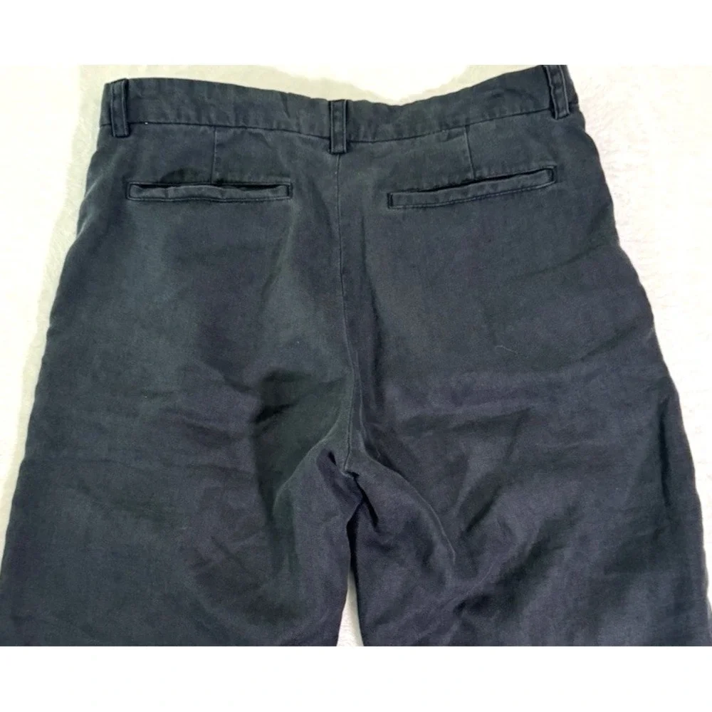 Banana Republic Chino Pants Mens Casual 32x31 Navy Blue 100% Linen Flat-Front